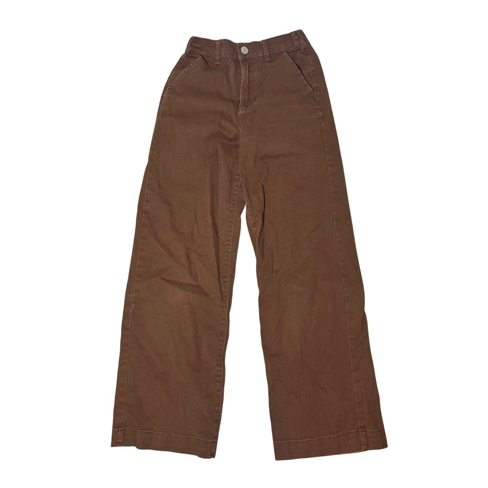 Forever 21 Wide Leg Pants Womens XS Brown High Rise Elastic Waist Skater Utility - Picture 3 of 7
